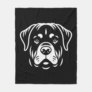 Minimalistisch Rottweiler Face Design – Bold Line Fleece Deken