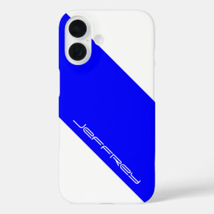Minimalistisch, Royal Blue & White, One Stripe, Na iPhone 16 Hoesje