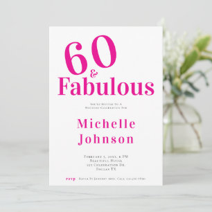 Minimalistisch Roze 60 & Fabulous 60ste Verjaardag Kaart
