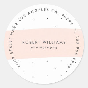 Minimalistisch roze Abstracte penseelstreek Ronde Sticker