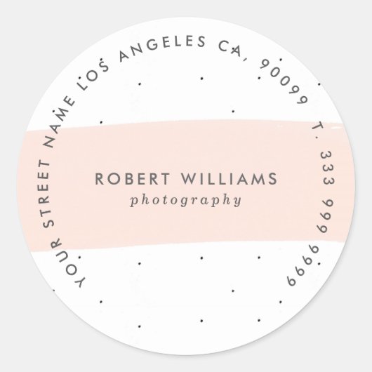 Minimalistisch roze Abstracte penseelstreek Ronde Sticker (Voorkant)