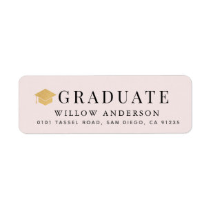 Minimalistisch roze adres Gold Gradup Cap Etiket