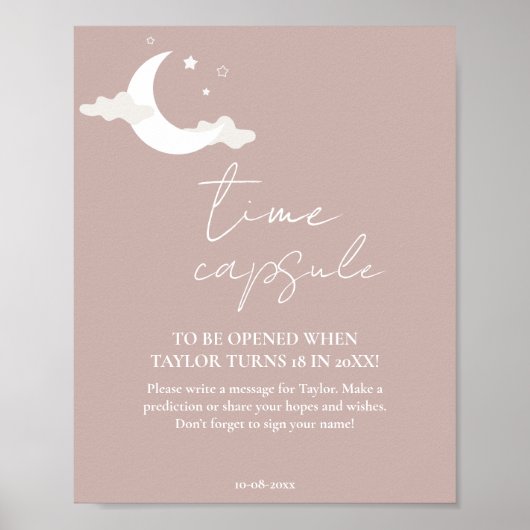 Minimalistisch roze Baby shower Tijd Capsule teken Poster (Voorkant)