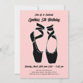 Minimalistisch roze ballet verjaardagsfeestje kaart (Voorkant)