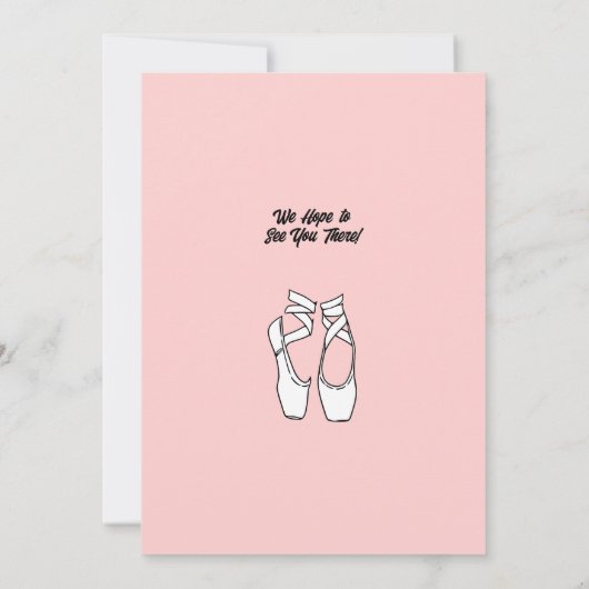 Minimalistisch roze ballet verjaardagsfeestje kaart (Achterkant)