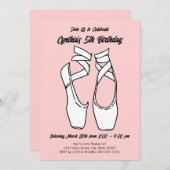 Minimalistisch roze ballet verjaardagsfeestje kaart (Voorkant / Achterkant)