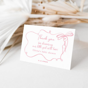 Minimalistisch roze boog golvend baby shower dank bedankkaart