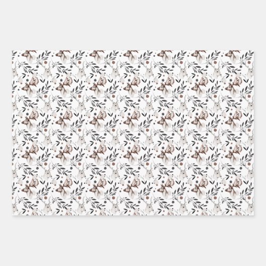 Minimalistisch roze en grijs kerstpatroon inpakpapier vel (Voorkant 2)