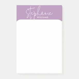 Minimalistisch roze en wit Aangepaste naam Post-it® Notes