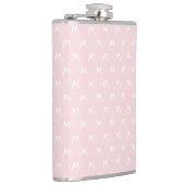 Minimalistisch Roze en Wit Monogram Heupfles (Rechts)