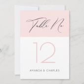 Minimalistisch roze en witte typografie Tabel nr. Kaart (Voorkant)