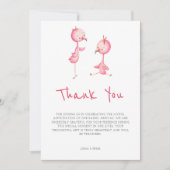 Minimalistisch roze flamingo tweeling Baby shower Bedankkaart (Voorkant)