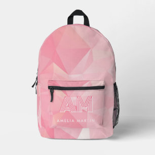 Minimalistisch Roze Geometrisch Patroon Aangepaste Bedrukte Rugzak