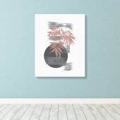 Minimalistisch roze/grijs bladerwandkunstdecor canvas afdruk (Insitu (Houten vloer))