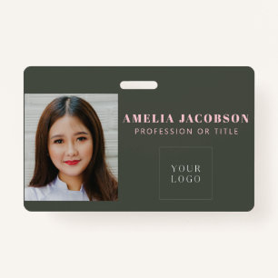 Minimalistisch roze groene werknemer foto-ID Logo- Badge