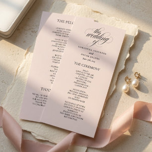 Minimalistisch roze huwelijksprogramma Elegant Sch Menu