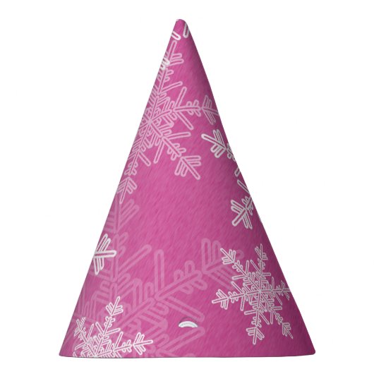 Minimalistisch roze Kerstmis met witte sneeuwvlokk Feesthoedjes (Rechts)