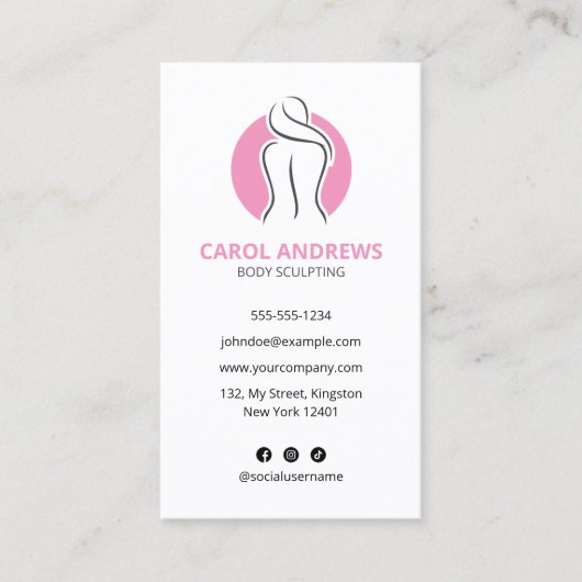 Minimalistisch Roze Lichaam Sculpting Contouring G Visitekaartje (Voorkant)