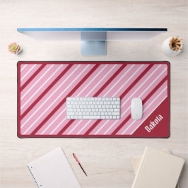 Minimalistisch roze met donkerrode en witte strepe bureaumat