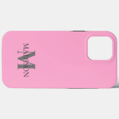 Minimalistisch roze monogram Case-Mate iPhone case (Achterkant (horizontaal))
