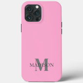 Minimalistisch roze monogram Case-Mate iPhone case (Achterkant)