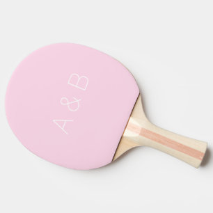 Minimalistisch roze monogram initialen tafeltennisbatje