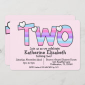 Minimalistisch roze Paarse hart ombre tweede Kaart (Voorkant / Achterkant)