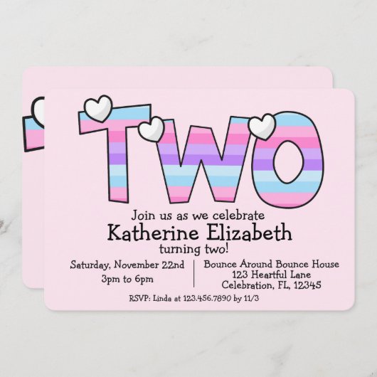 Minimalistisch roze Paarse hart ombre tweede Kaart (Voorkant / Achterkant)