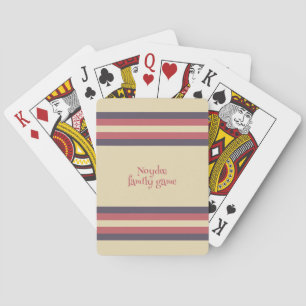 Minimalistisch, Roze Retro Strepen, Tekst op Crème Pokerkaarten
