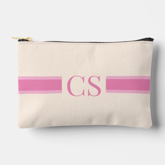 Minimalistisch roze rode streep Initiaal monogram Etui (Voorkant)