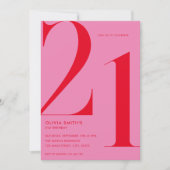 Minimalistisch Roze Rood Modern Chic 21e Verjaarda Kaart (Voorkant)