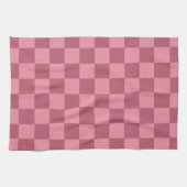 Minimalistisch roze schaakbordpatroon theedoek (Horizontaal)