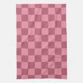 Minimalistisch roze schaakbordpatroon theedoek (Verticaal)
