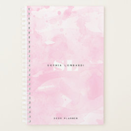 Minimalistisch roze Waterverf monogram Planner