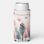 Minimalistisch Roze Winterbos Wonderland Monogram (Seltzer Voorkant)