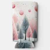 Minimalistisch Roze Winterbos Wonderland Monogram (Achterkant)