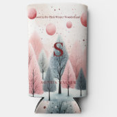 Minimalistisch Roze Winterbos Wonderland Monogram (Voorkant)