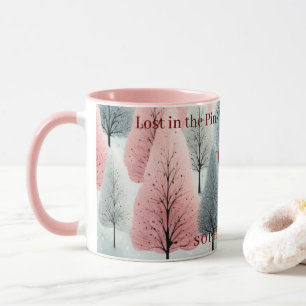 Minimalistisch Roze Winterbos Wonderland Monogram Mok