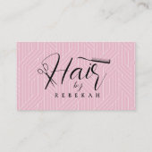 Minimalistisch Roze Wit Patroon Haarstylist QR Cod Visitekaartje (Achterkant)