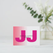 Minimalistisch roze witte monogram Trendy Modern Visitekaartje (Staand voorkant)