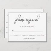 Minimalistisch RSVP-Briefkaart voor weduwschap met Briefkaart (Voorkant / Achterkant)