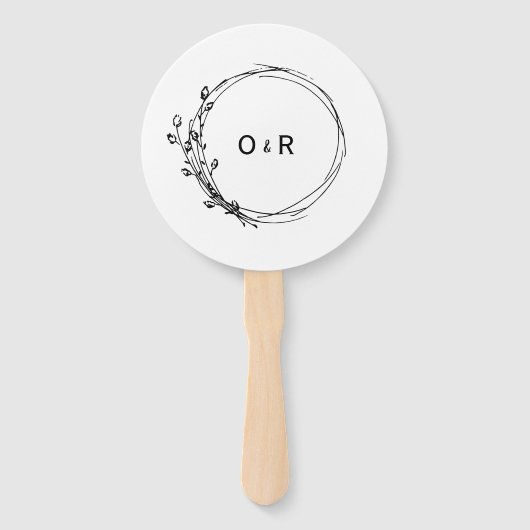 Minimalistisch Rustic Floral Wedding Hand Fan Handwaaier (Voorkant)