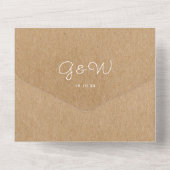 Minimalistisch Rustic Kraft Monogram Weddenschap All In One Uitnodiging (Achterkant)