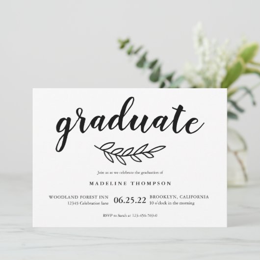 Minimalistisch Rustic Leaf Afstuderen het Afstuder Kaart (Staand voorkant)