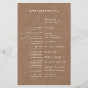 Minimalistisch Rustic Wedding Ceremony-programma