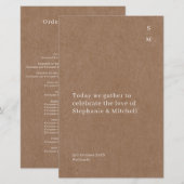 Minimalistisch Rustic Wedding Ceremony-programma (Voorkant / Achterkant)