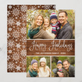 Minimalistisch rustiek 3 FOTO Kerstmis Groet Boho Feestdagenkaart (Voorkant / Achterkant)