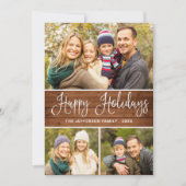Minimalistisch rustiek 4 FOTO Kerstmis Groet Boho Feestdagenkaart (Voorkant)