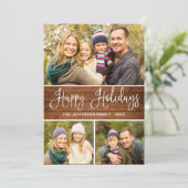 Minimalistisch rustiek 4 FOTO Kerstmis Groet Boho Feestdagenkaart (Staand voorkant)