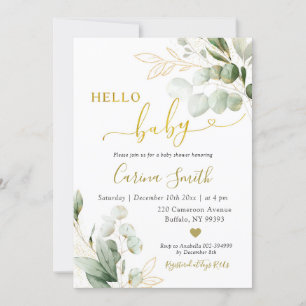 Minimalistisch rustiek eucalyptus groen Baby showe Kaart